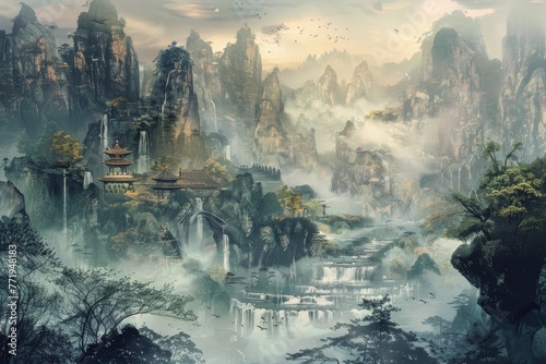 Chinese Fantasy Landscape Art - Large Copies. Generative Ai
