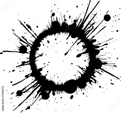 Circle splatter frame ink brush