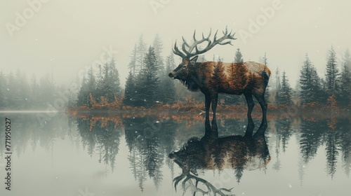 Awe-inspiring compositions blending animals seamlessly with their natural environments in striking double exposure images.