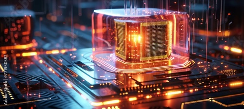 3D rendered display of a quantum computer, Generative AI 