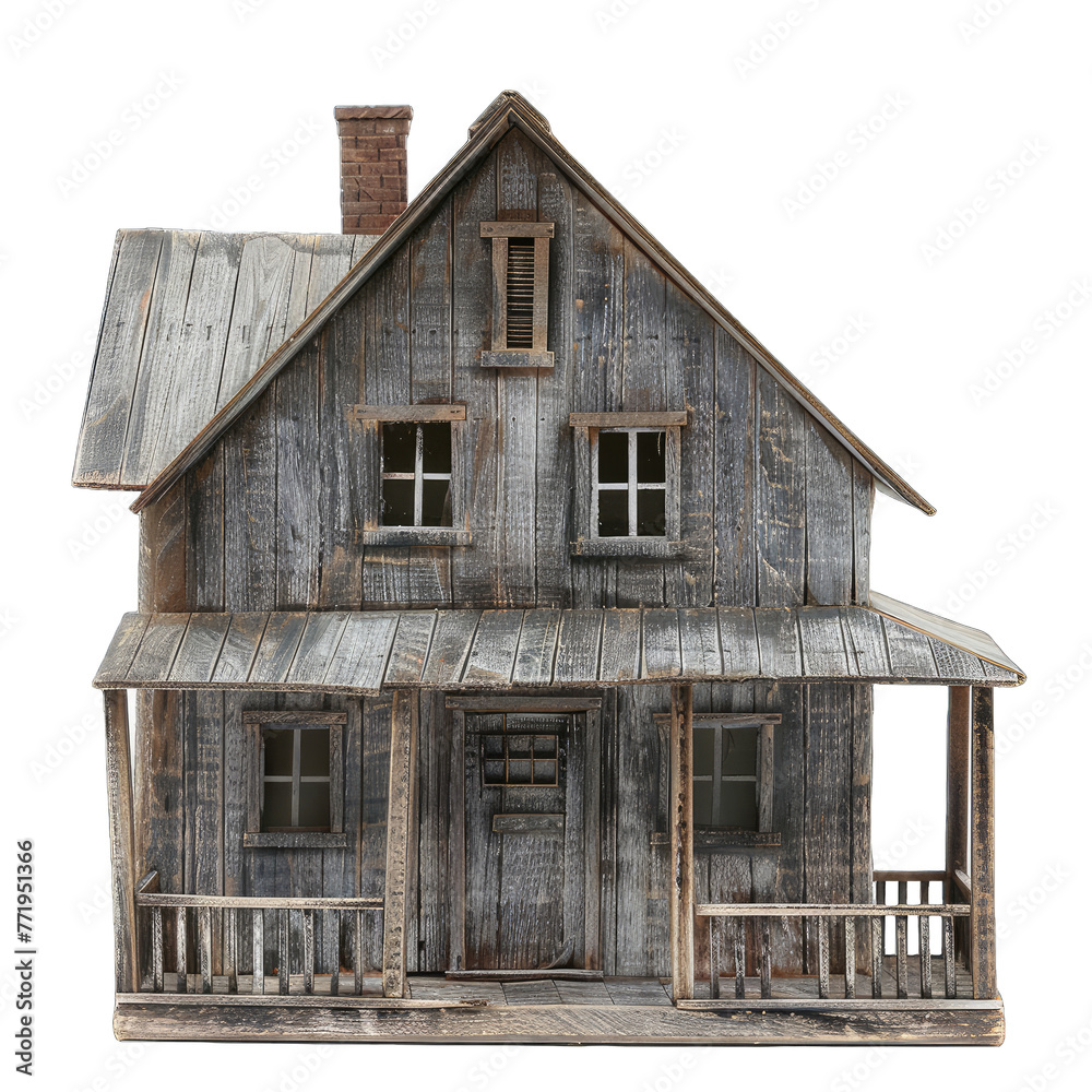 old wooden house illustration png isolated on white background