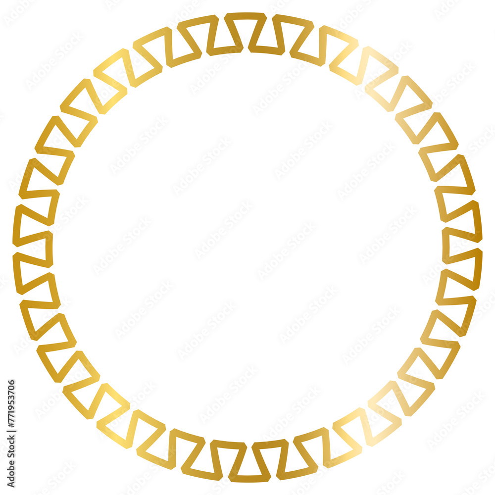 Greek Gold frame, circle frame with seamless vector illustration	
