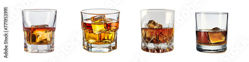 Clipart Set: Glass of Whiskey with Transparent Background