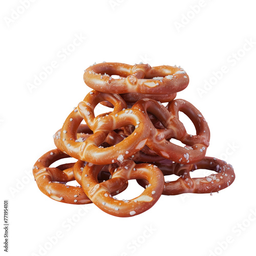 A stack of pretzels on a transparent background, a delicious food art