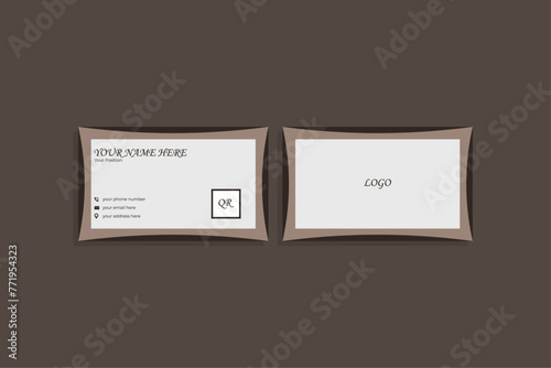 Wallpaper Mural Creative double-sided business card template. Horizontal layout Vector illustration card. Modern Business Card with clean elegant peach background with abstract dark brown wavy lines. Torontodigital.ca