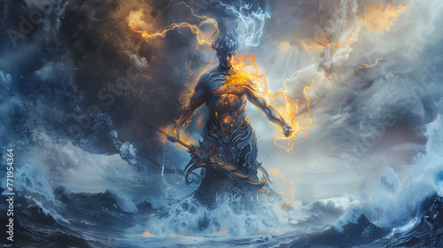 Titan Kronos: An awe-inspiring depiction of the primal deity in Ancient Greek Mythology photo