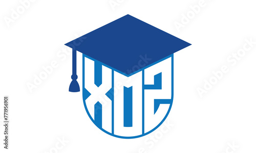 XOZ initial letter academic logo design vector template. school college logo, university logo, graduation cap logo, institute logo, educational logo, library logo, teaching logo, book shop, varsity
