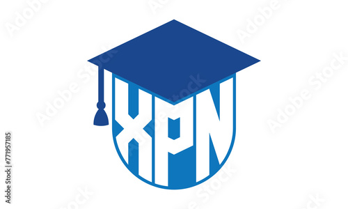 XPN initial letter academic logo design vector template. school college logo, university logo, graduation cap logo, institute logo, educational logo, library logo, teaching logo, book shop, varsity