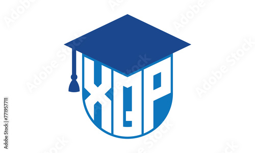 XQP initial letter academic logo design vector template. school college logo, university logo, graduation cap logo, institute logo, educational logo, library logo, teaching logo, book shop, varsity