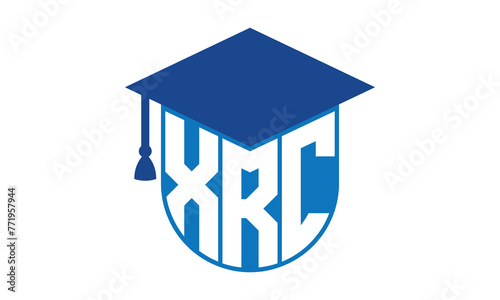 XRC initial letter academic logo design vector template. school college logo, university logo, graduation cap logo, institute logo, educational logo, library logo, teaching logo, book shop, varsity