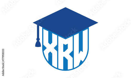 XRW initial letter academic logo design vector template. school college logo, university logo, graduation cap logo, institute logo, educational logo, library logo, teaching logo, book shop, varsity