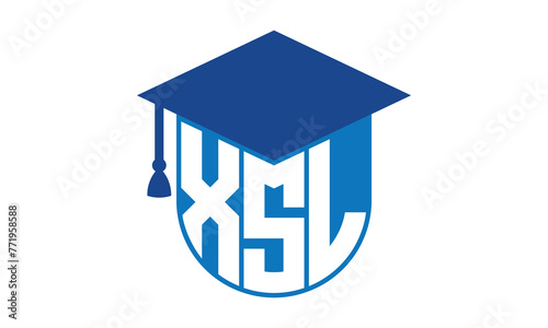 XSL initial letter academic logo design vector template. school college logo, university logo, graduation cap logo, institute logo, educational logo, library logo, teaching logo, book shop, varsity