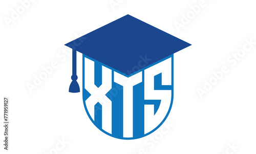 XTS initial letter academic logo design vector template. school college logo, university logo, graduation cap logo, institute logo, educational logo, library logo, teaching logo, book shop, varsity