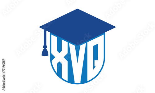 XVQ initial letter academic logo design vector template. school college logo, university logo, graduation cap logo, institute logo, educational logo, library logo, teaching logo, book shop, varsity