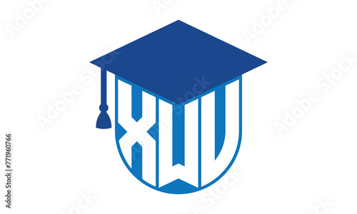 XWV initial letter academic logo design vector template. school college logo, university logo, graduation cap logo, institute logo, educational logo, library logo, teaching logo, book shop, varsity