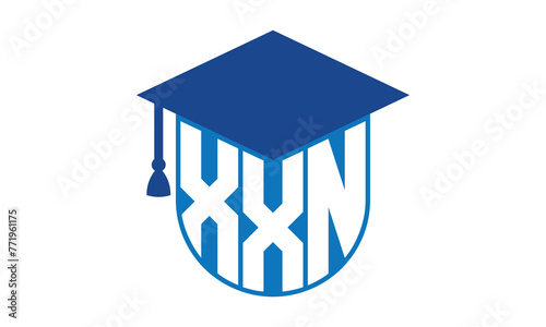 XXN initial letter academic logo design vector template. school college logo, university logo, graduation cap logo, institute logo, educational logo, library logo, teaching logo, book shop, varsity