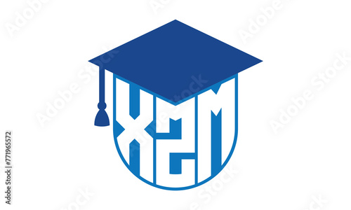 XZM initial letter academic logo design vector template. school college logo, university logo, graduation cap logo, institute logo, educational logo, library logo, teaching logo, book shop, varsity