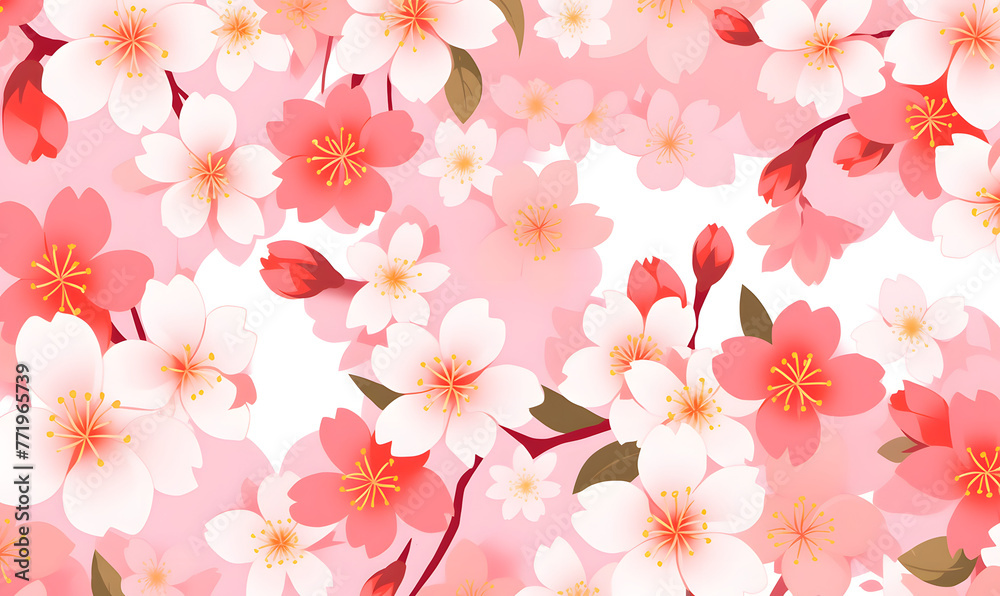 Bright cherry blossom pattern,Generative AI