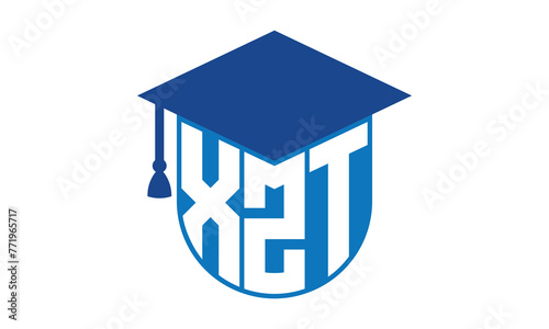 XZT initial letter academic logo design vector template. school college logo, university logo, graduation cap logo, institute logo, educational logo, library logo, teaching logo, book shop, varsity