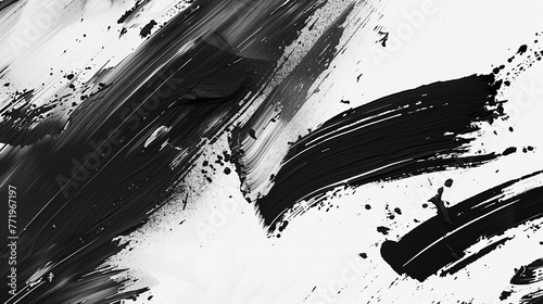 Abstract Brushstrokes Design a showcasing bold and expressive brushstrokes in black and white, arranged in dynamic and fluid compositions for a modern and artistic look ,clean sharp