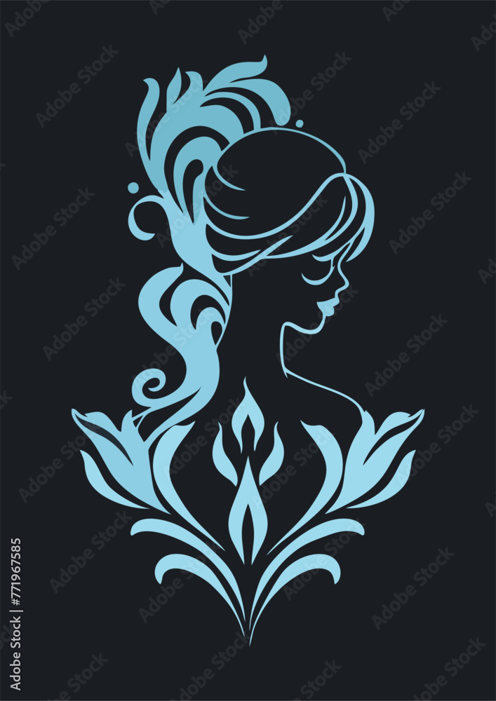 concept design idea of woman and Fleur-de-lis ornament logo concept design idea of woman and Fleur-de-lis ornament logo