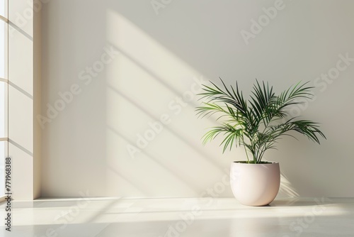 Indoor Potted Palm Plant in Soft Light