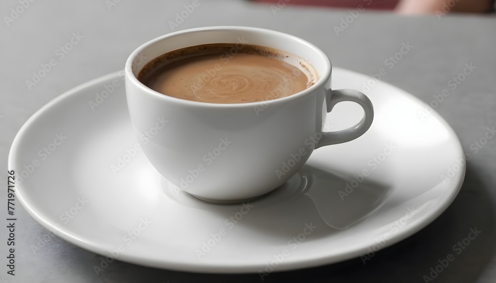 Close up of Cup of coffee on plate