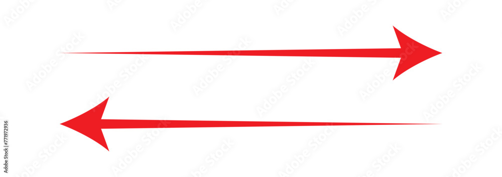 Horizontal long straight arrow signs. Black pointer, direction, position symbol and double arrow icon isolated on white background. Vector Illustration - obrazy, fototapety, plakaty 