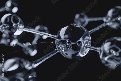 Close-Up of a Water Molecule on a Black Background.