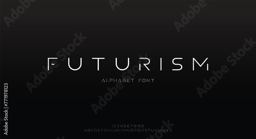 Futurism style alphabet. Thin segment line font, minimalist type for modern futuristic logo, elegant monogram, digital device and hud graphic. Minimal style letters, vector typography design.