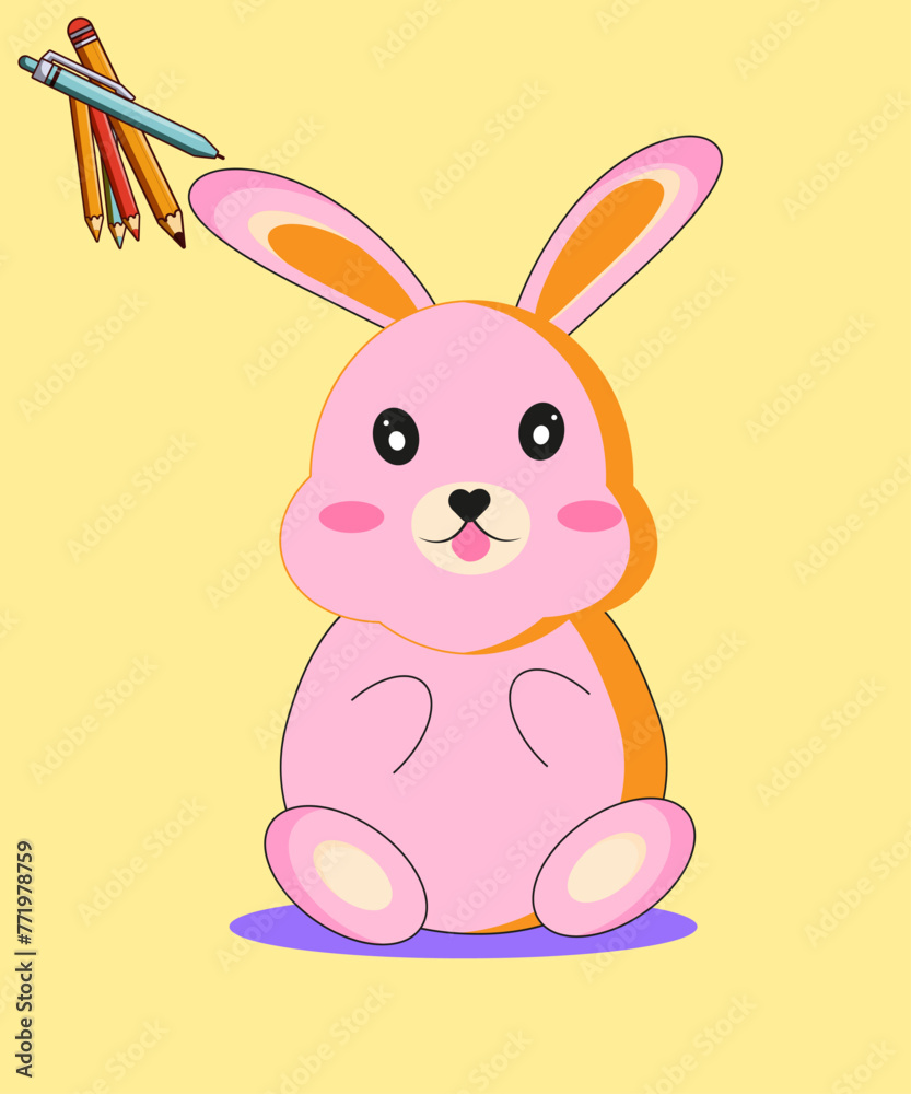 Obraz premium Cute Rabbit Cartoon Vector Icon Illustration