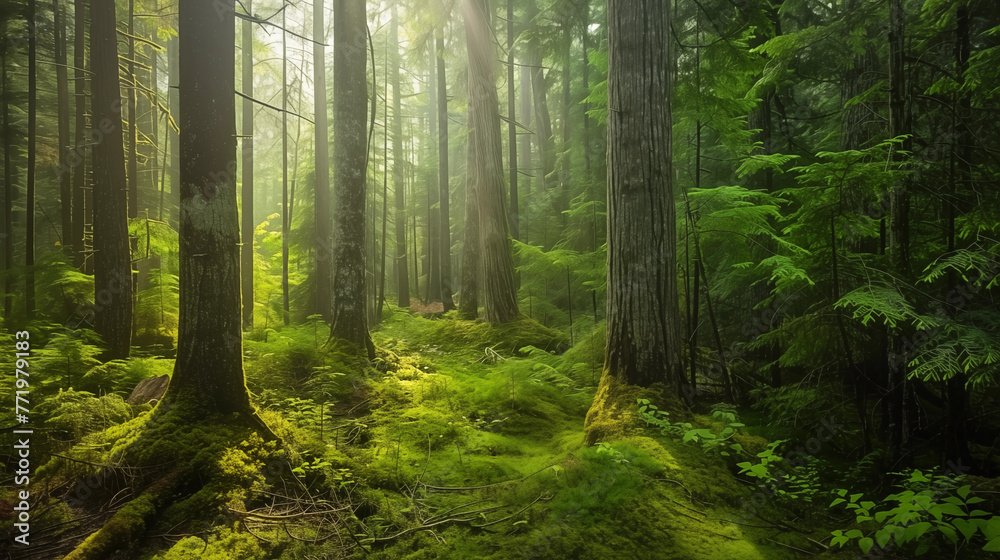 Mossy forest in the morning