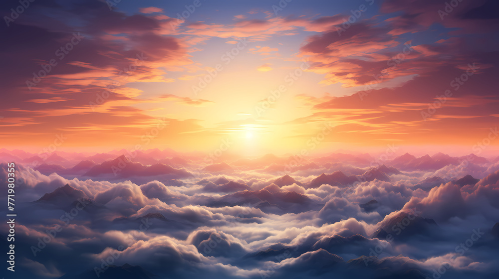 Beautiful sunrise in the clouds Beautiful sunrise in the clouds