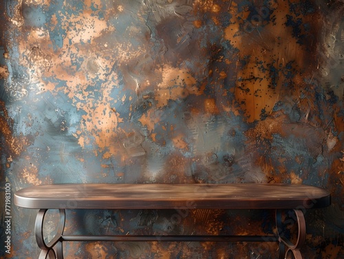 Burnished Copper Textured Wall Backdrop with Warm Rustic Atmosphere and Copy Space for Digital or Design