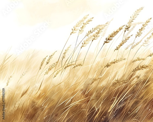 Wheat Field Swaying in the Gentle Breeze Capturing the Rhythm and Tranquility of the Countryside Landscape