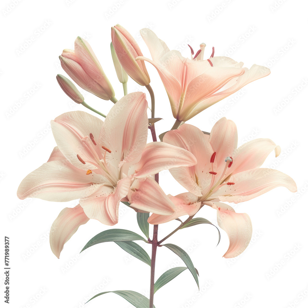 Vibrant peach flowers in a rectangular pattern on a transparent background