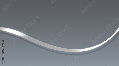 Abstract 3D luxury silver ribbon lines elements with glowing light effect on background. photo