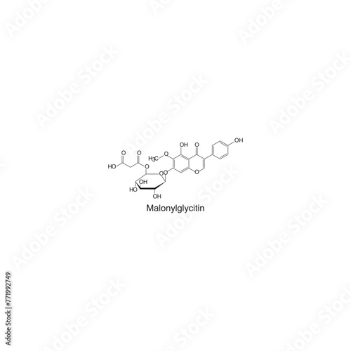 Malonylglycitin skeletal structure diagram. compound molecule scientific illustration on white background. photo