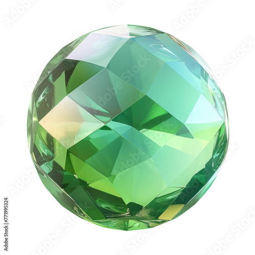 A close up of a green diamond paperweight on a transparent background photo