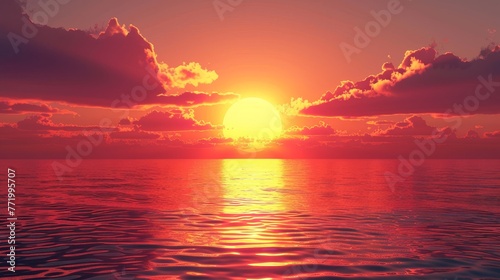 Glow: A sunset over a calm ocean © MAY