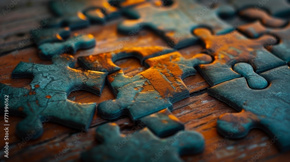 Puzzle: Pieces of a puzzle coming together to reveal a picture of success Puzzle: Pieces of a puzzle coming together to reveal a picture of success