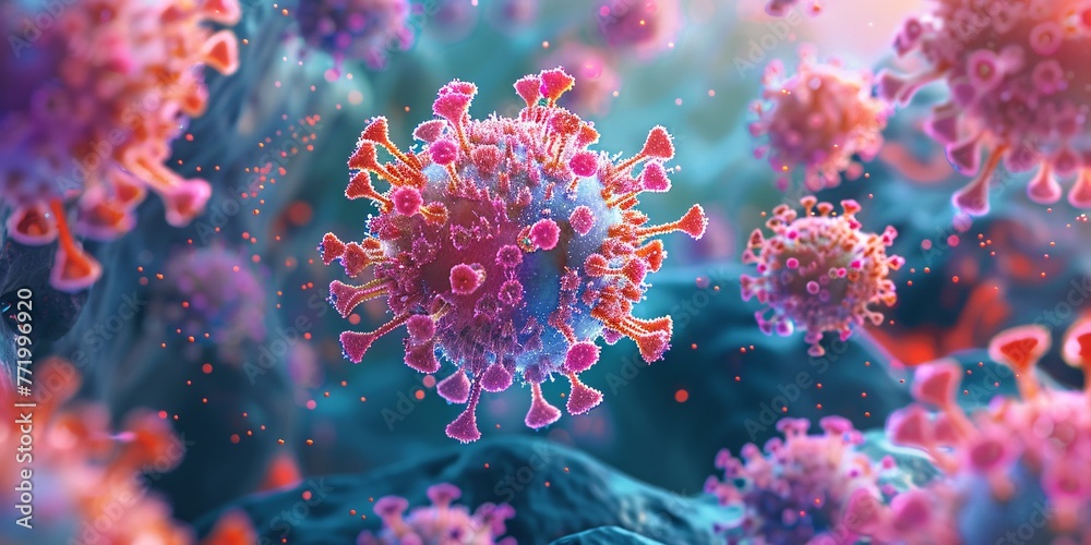 Naklejka premium 3D representation of AAV (Adeno-associated virus).