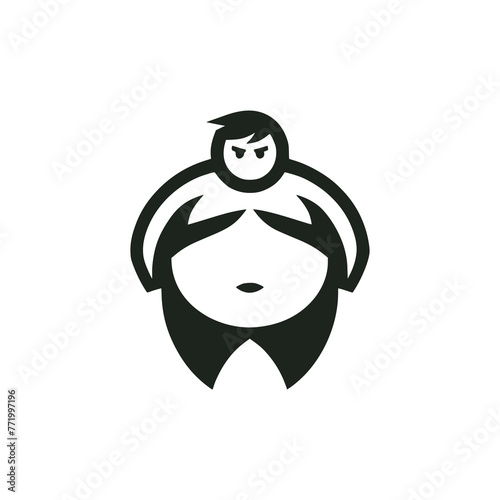 fat man obese logo vector illustration template design
