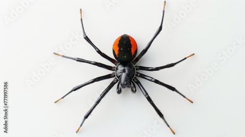 Redback spider on a white background. Dangerous insect.