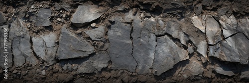 banner. Rough dry surface of black soil. top view, texture of dry soil with cracks. background, backdrop.