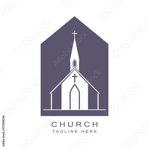 Church building emblem. Community worship unity symbol.