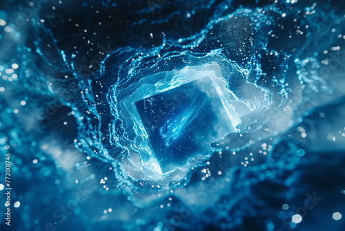 Tesseract in deep sea photo