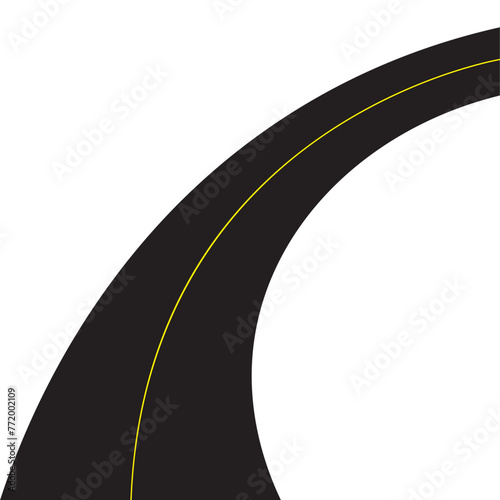 Horizontal asphalt road template. Winding road vector illustration. Seamless highway markings are Isolated on the background