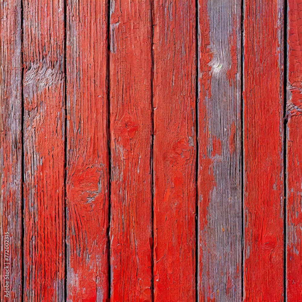 Rustic Charm: Beautiful Texture of Red Wooden Planks with Cracked Paint Background