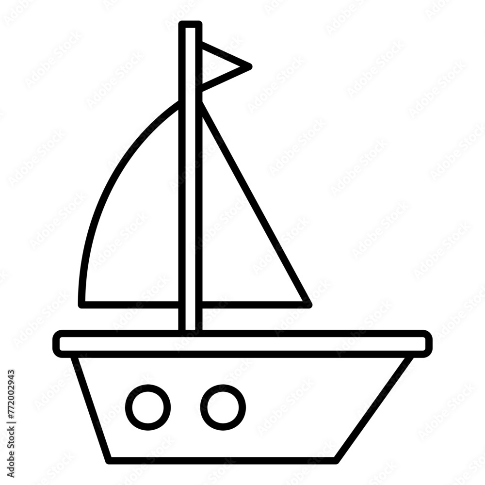 Illustration of Ship Toy design Line Icon Illustration of Ship Toy design Line Icon